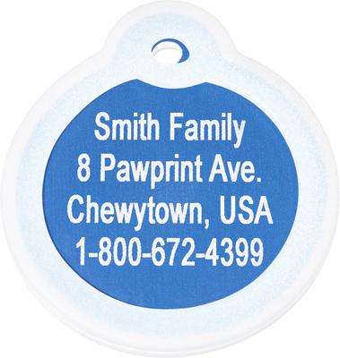 Show full view: GoTags Anodized Aluminum Personalized Silencer Dog & Cat ID Tag, Round, Blue, Regular slide 4 of 8