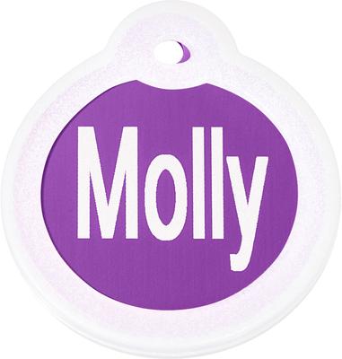 Show full view: GoTags Anodized Aluminum Personalized Silencer Dog & Cat ID Tag, Round, Purple, Regular slide 2 of 7
