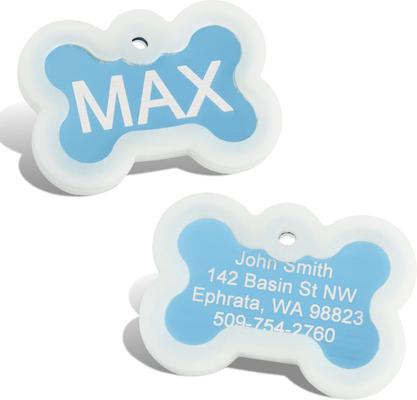 Show full view: GoTags Anodized Aluminum Personalized Silencer Dog ID Tag, Bone, Blue, Regular slide 1 of 7