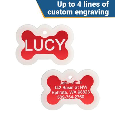 Show full view: GoTags Anodized Aluminum Personalized Silencer Dog ID Tag, Bone, Blue, Regular slide 3 of 7