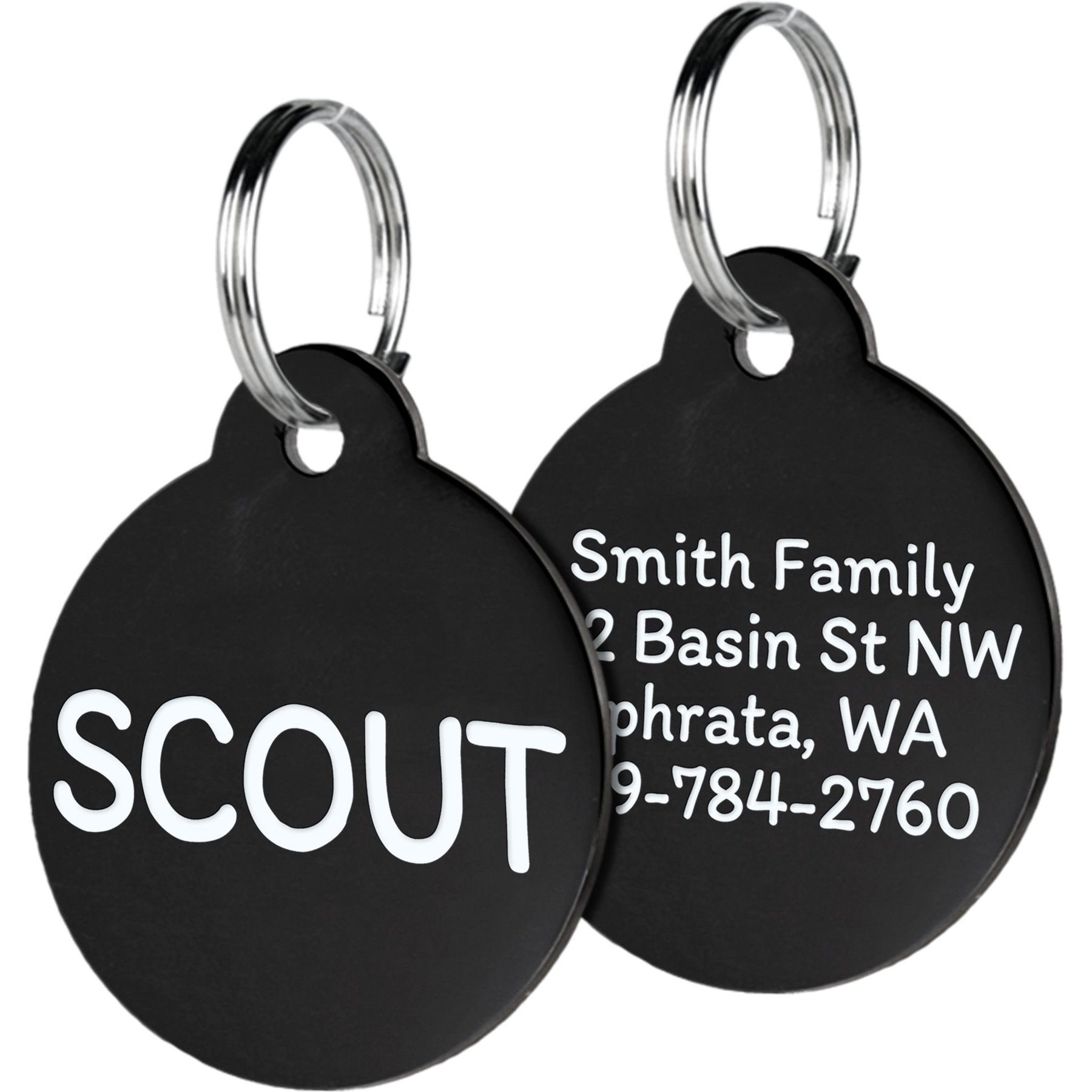 GoTags Black Steel Round Personalized Dog & Cat ID Tag, Regular