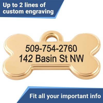 Show full view: GoTags Bone Shaped Stainless Steel Personalized Dog & Cat ID Tag, Black slide 2 of 7