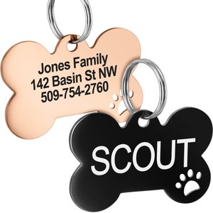 Personalised Thor Dog Tag – 38mm Bone Shaped ID Tag, 9 Colors, With Thors Hammer