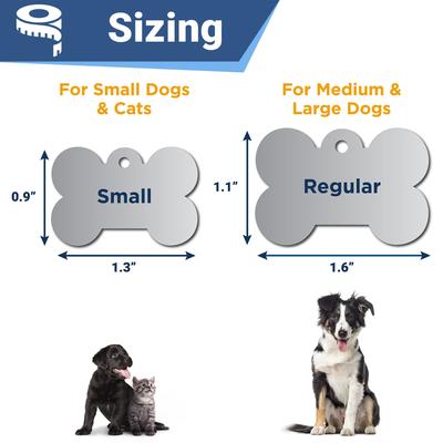 Show full view: GoTags Bone with Paw Cutout Stainless Steel Personalized Dog & Cat ID Tag, Silver, Large slide 5 of 6