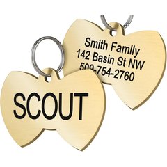 GoTags Brass Personalized Dog & Cat ID Tag, Bow Tie, Small