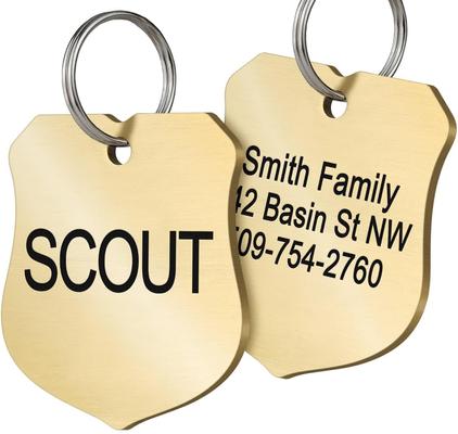 Show full view: GoTags Brass Personalized Dog & Cat ID Tag, Ranger Badge, Regular slide 1 of 6