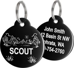 GoTags Desert Design Stainless Steel Personalized Dog & Cat ID Tag, Black, Regular