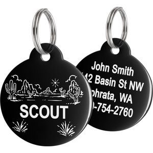 GoTags Desert Design Stainless Steel Personalized Dog & Cat ID Tag, Black, Regular