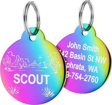 Show full view: GoTags Desert Design Stainless Steel Personalized Dog & Cat ID Tag, Rainbow, Regular slide 1 of 7