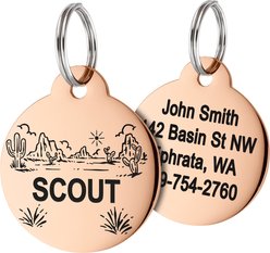 GoTags Desert Design Stainless Steel Personalized Dog & Cat ID Tag, Rose Gold, Small