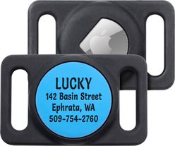 GoTags Engraved AirTag Dog & Cat Collar Holder, Blue, Large