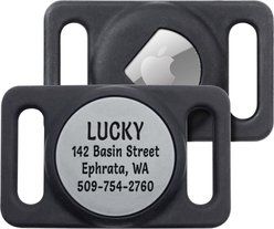 GoTags Engraved AirTag Dog & Cat Collar Holder, Gray, Large