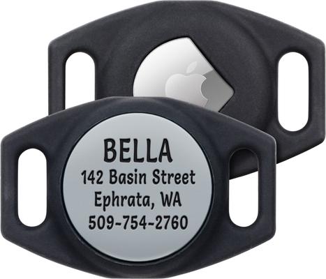 Show full view: GoTags Engraved AirTag Dog & Cat Collar Holder, Gray, Small slide 1 of 8