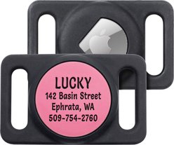 GoTags Engraved AirTag Dog & Cat Collar Holder, Pink, Large