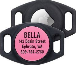 GoTags Engraved AirTag Dog & Cat Collar Holder, Pink, Small
