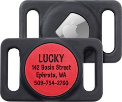 GoTags Engraved AirTag Dog & Cat Collar Holder, Red, Large