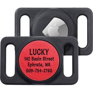 GOTAGS Engraved AirTag Dog Cat Collar Holder, Red, Large