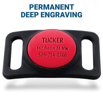 Show full view: GoTags Engraved AirTag Dog & Cat Collar Holder, Red, Large slide 7 of 8