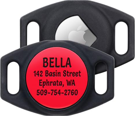 Show full view: GoTags Engraved AirTag Dog & Cat Collar Holder, Red, Small slide 1 of 8