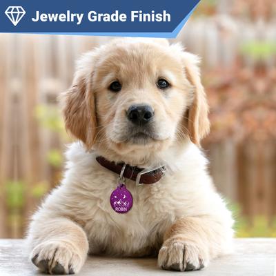 Show full view: GoTags Floral 2 Design Stainless Steel Personalized Dog & Cat ID Tag, Rose Gold, Small slide 2 of 8