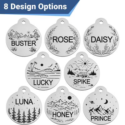 Show full view: GoTags Floral 2 Design Stainless Steel Personalized Dog & Cat ID Tag, Silver, Small slide 6 of 8