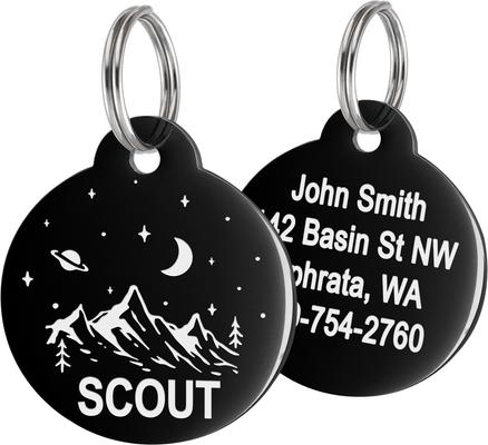 Show full view: GoTags Mountain 2 Design Stainless Steel Personalized Dog & Cat ID Tag, Black, Regular slide 1 of 7