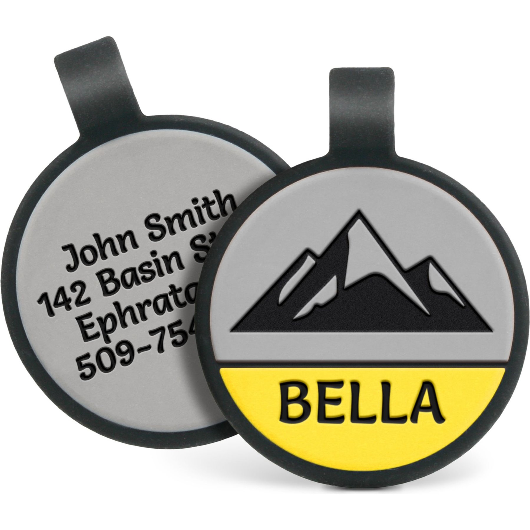 GoTags Mountain Design Silent Silicone Dog ID Tag, Gray