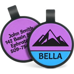 GoTags Mountain Design Silent Silicone Dog ID Tag, Purple