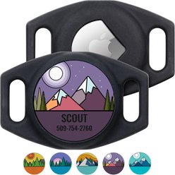 GoTags Mountain Slide-On Personalized Dog & Cat AirTag Holder, Purple, Small