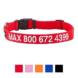 GoTags Nylon Personalized Dog Collar, Red, Medium: 14 to 20-in neck, 3/4-in wide