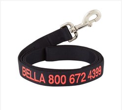 GoTags Nylon Personalized Dog Leash, Black, Large: 6-ft long, 1-in wide