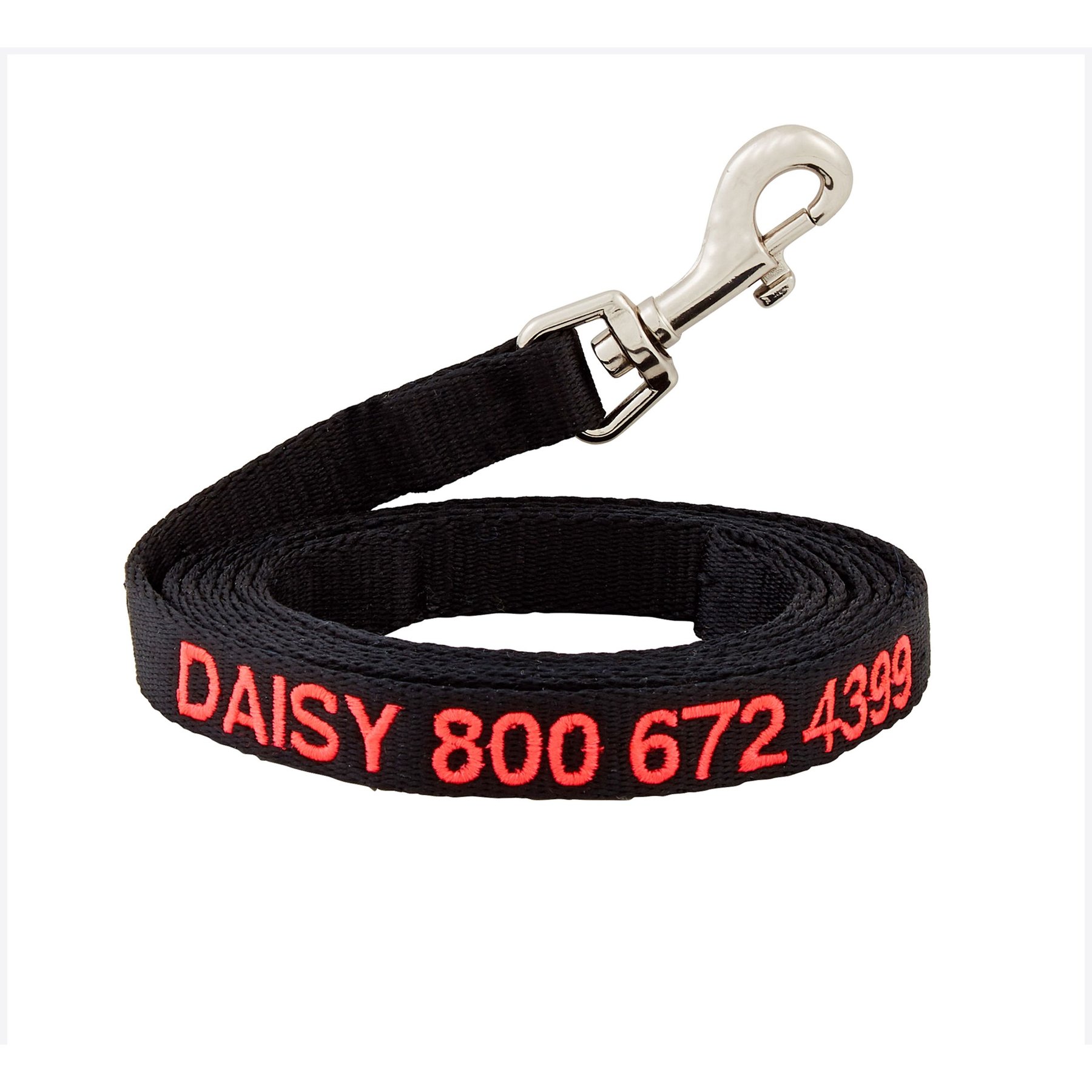 GoTags Nylon Personalized Dog Leash, Black, Medium: 6-ft long, 5/8-in wide