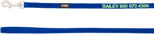 Show full view: GoTags Nylon Personalized Dog Leash, Blue, Small: 6-ft long, 3/8-in wide slide 5 of 8