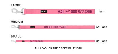 Show full view: GoTags Nylon Personalized Dog Leash, Pink, Large: 6-ft long, 1-in wide slide 6 of 7