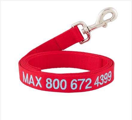 Show full view: GoTags Nylon Personalized Dog Leash, Red, Large: 6-ft long, 1-in wide slide 1 of 7