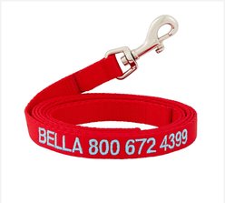 GoTags Nylon Personalized Dog Leash, Red, Medium: 6-ft long, 5/8-in wide