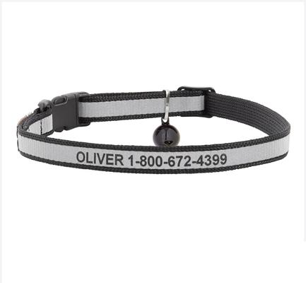Show full view: GoTags Nylon Personalized Reflective Breakaway Cat Collar with Bell, Black, 8 to 13-in neck, 1/2-in wide slide 1 of 8