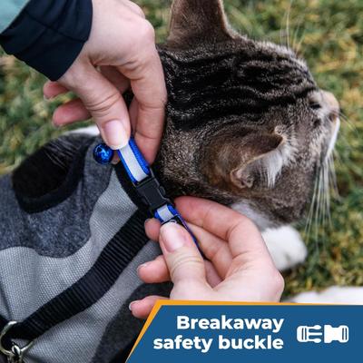 Show full view: GoTags Nylon Personalized Reflective Breakaway Cat Collar with Bell, Black, 8 to 13-in neck, 1/2-in wide slide 3 of 8