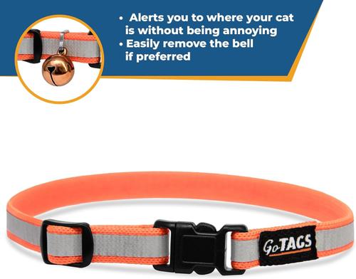 Show full view: GoTags Nylon Personalized Reflective Breakaway Cat Collar with Bell, Blue, 8 to 13-in neck, 1/2-in wide slide 4 of 7