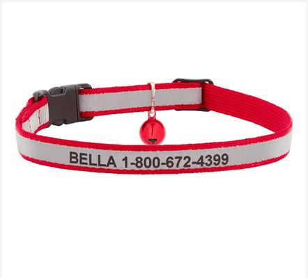 Show full view: GoTags Nylon Personalized Reflective Breakaway Cat Collar with Bell, Red, 8 to 13-in neck, 1/2-in wide slide 1 of 8