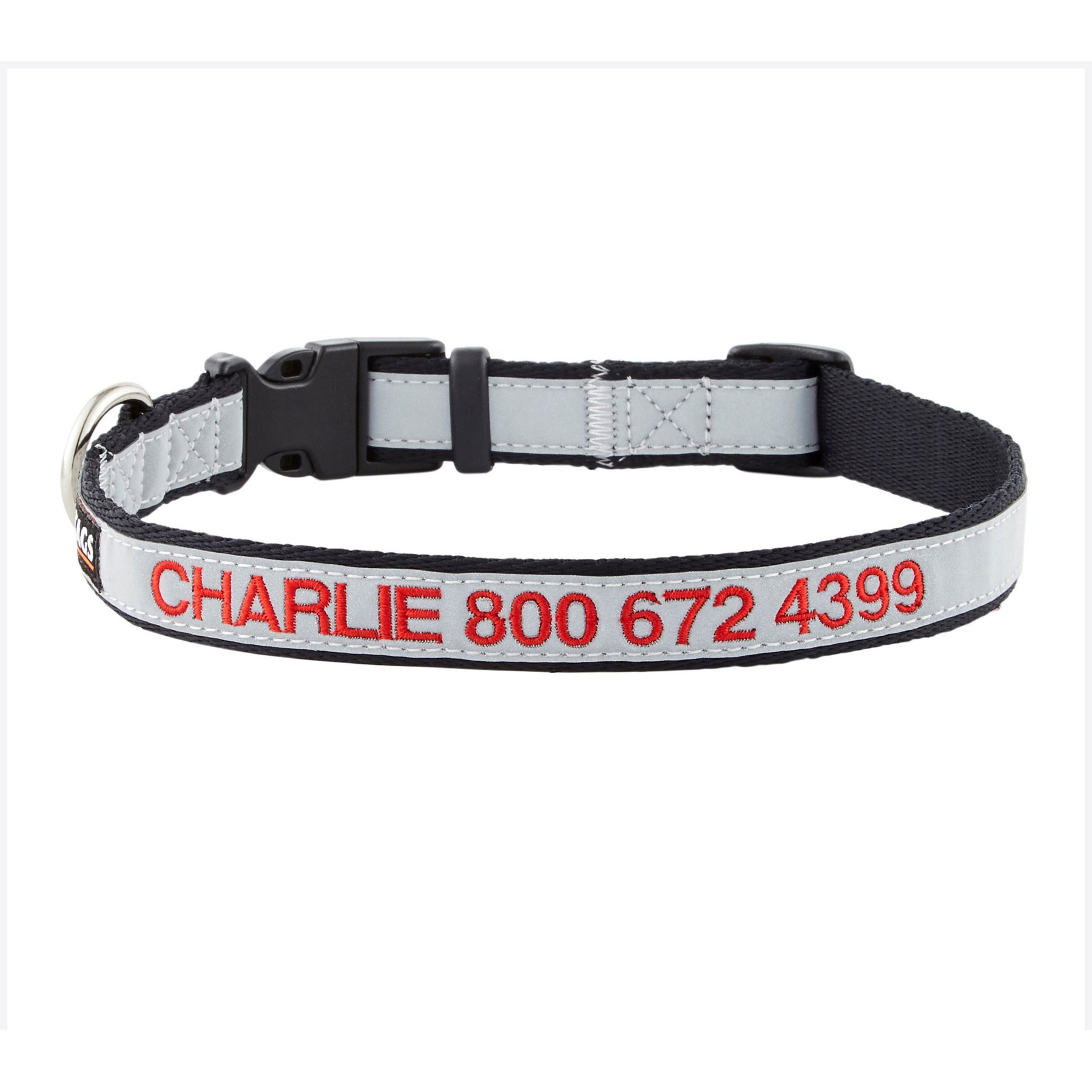 GoTags Nylon Personalized Reflective Dog Collar, Black, Medium: 14 to 20.5-in neck, 3/4-in wide