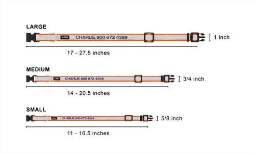 Show full view: GoTags Nylon Personalized Reflective Dog Collar, Orange, Small: 11 to 16.5-in neck, 5/8-in wide slide 2 of 9