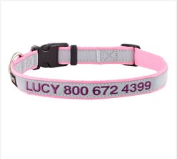 GoTags Nylon Personalized Reflective Dog Collar, Pink, Medium: 14 to 20.5-in neck, 3/4-in wide