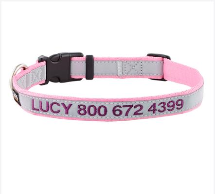 Show full view: GoTags Nylon Personalized Reflective Dog Collar, Pink, Medium: 14 to 20.5-in neck, 3/4-in wide slide 1 of 9