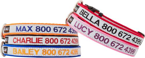 Show full view: GoTags Nylon Personalized Reflective Dog Collar, Pink, Medium: 14 to 20.5-in neck, 3/4-in wide slide 7 of 9