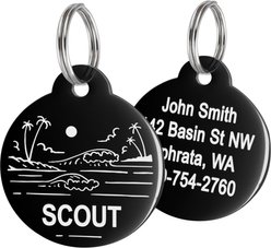 GoTags Ocean Design Stainless Steel Personalized Dog & Cat ID Tag, Blue, Regular