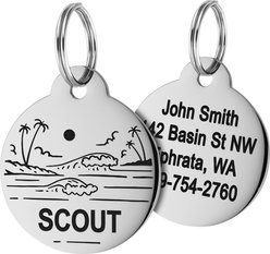GoTags Ocean Design Stainless Steel Personalized Dog & Cat ID Tag, Silver, Regular