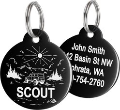 GoTags Offroad Design Stainless Steel Personalized Dog & Cat ID Tag, Black, Regular