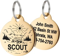 GoTags Offroad Design Stainless Steel Personalized Dog & Cat ID Tag, Gold, Regular