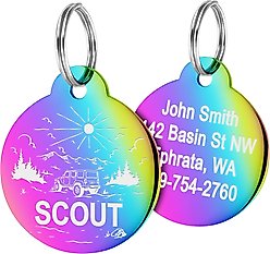 GoTags Offroad Design Stainless Steel Personalized Dog & Cat ID Tag, Rainbow, Regular